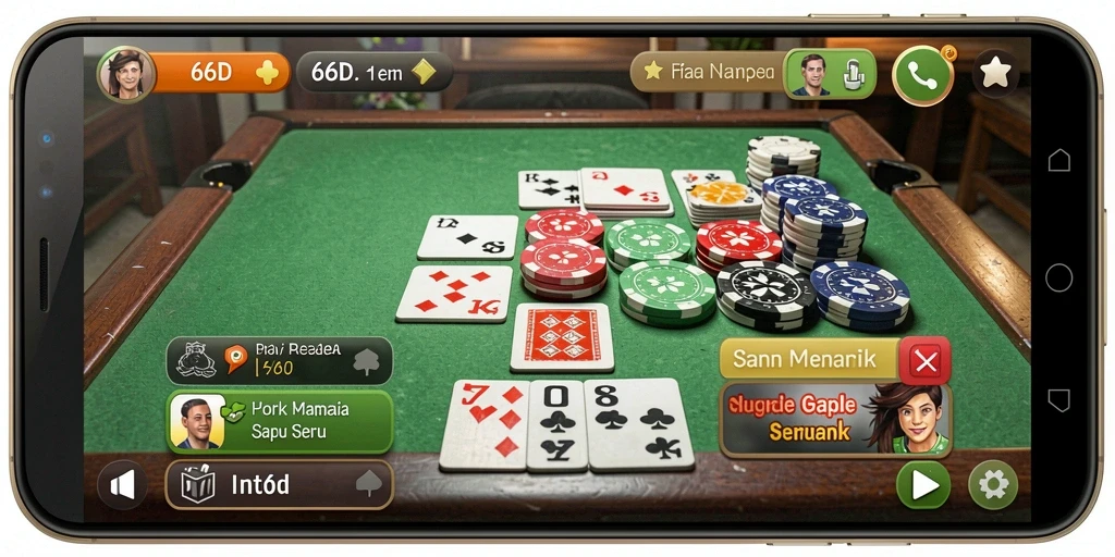 Tampilan gameplay 66D yang menarik saat bermain Gaple.