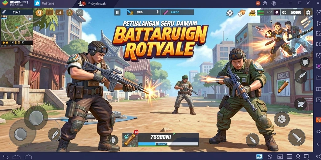 Tangkapan layar gameplay 789BNI menunjukkan aksi Battle Royale yang intens dan mendebarkan.