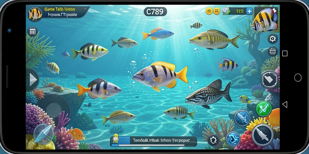 Tampilan menarik dari gameplay Tembak Ikan C789 yang penuh warna.