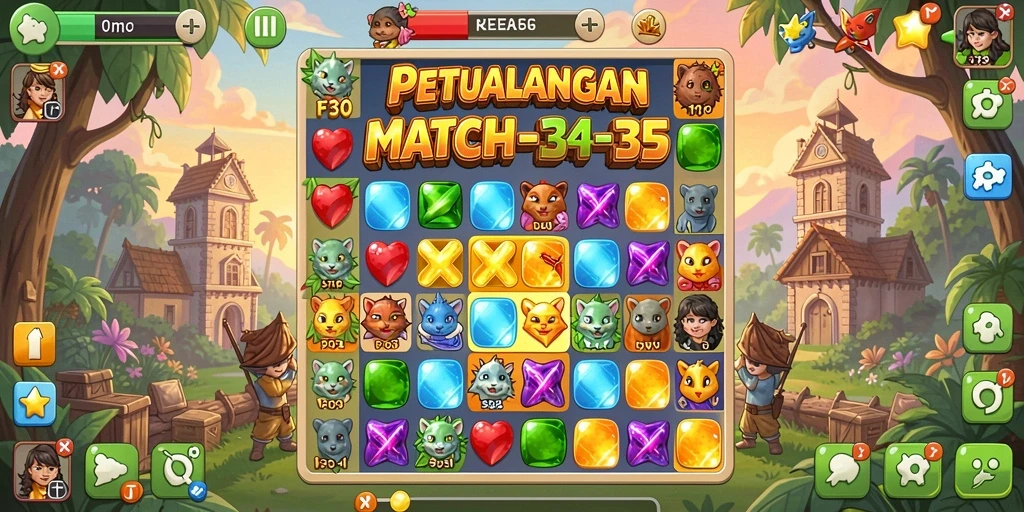 Tampilan gameplay F32 yang menarik dengan kombinasi warna-warni.