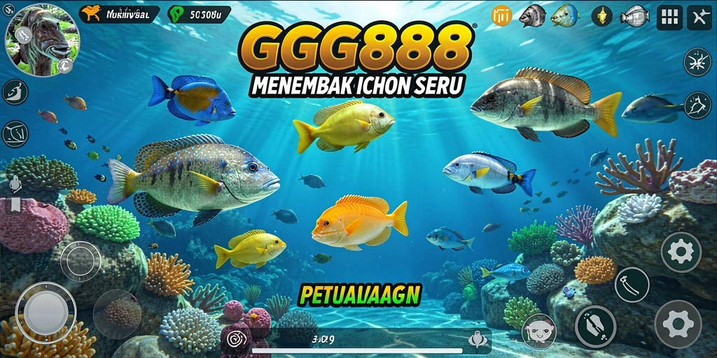 Screenshot GGG888 menampilkan aksi menembak ikan yang seru dan dinamis.