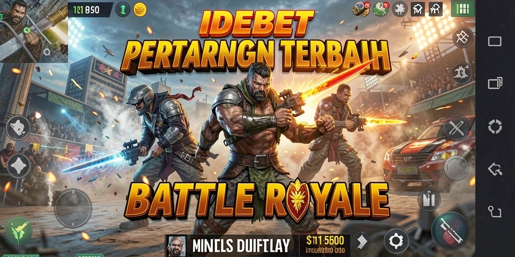 Tampilan seru gameplay Battle Royale dalam IDEBET yang menampilkan aksi bertarung.