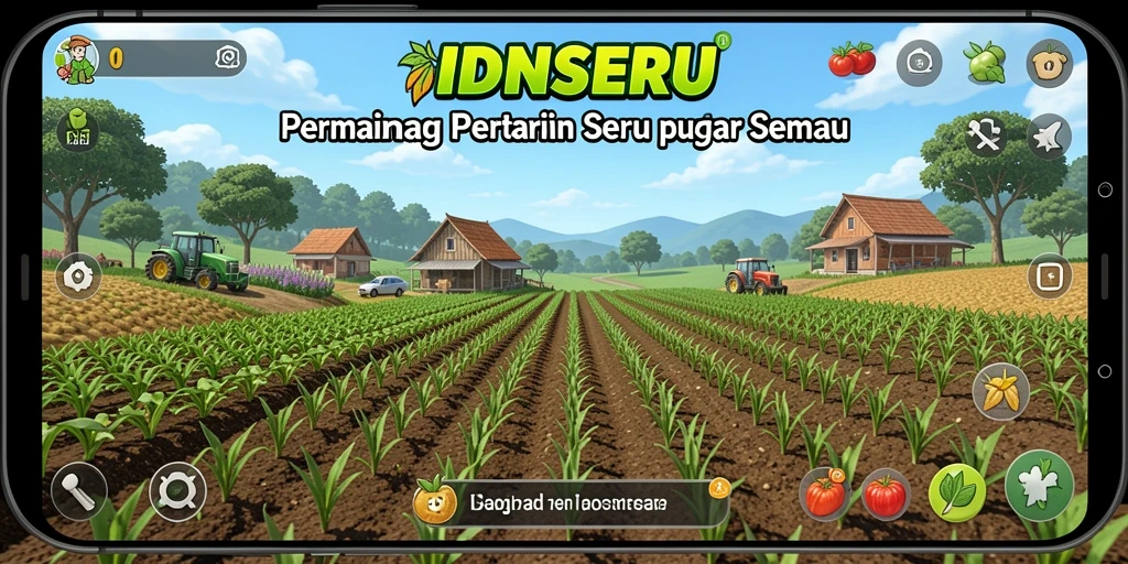 Screenshot IDNSERU menunjukkan petani bekerja di ladang yang subur.
