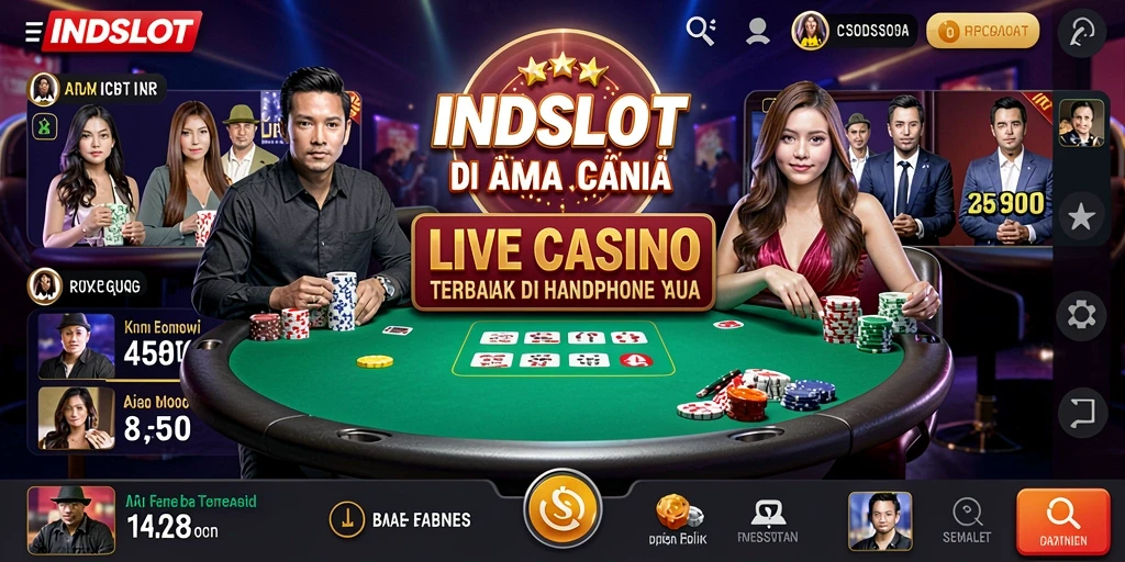 Tampilan gameplay langsung dari INDSLOT menampilkan dealer profesional yang siap melayani pemain.