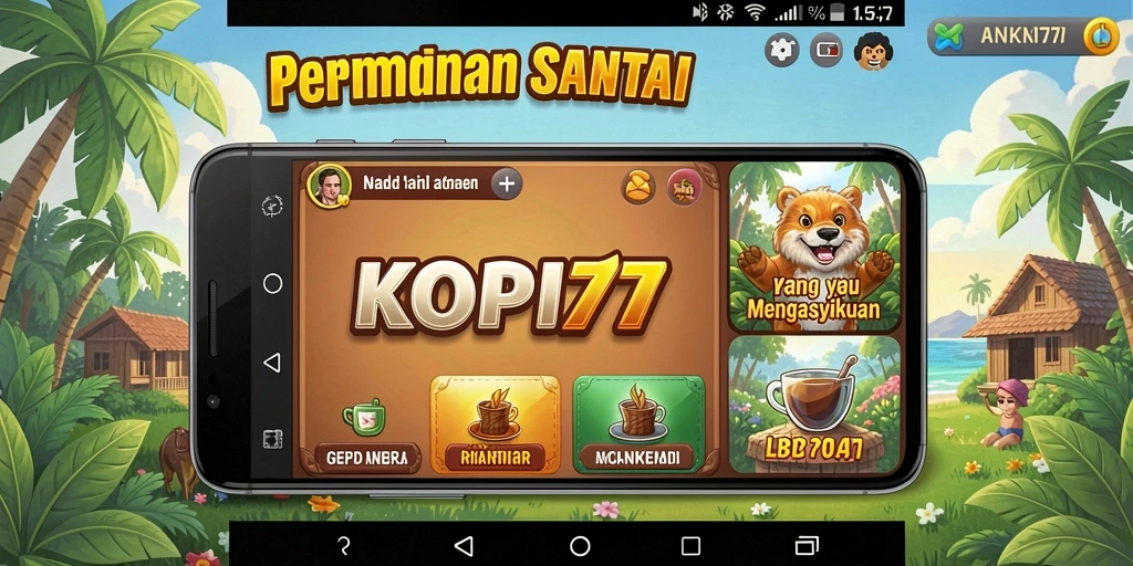 Tampilan grafik KOPI77 yang cerah dan gameplay santai.