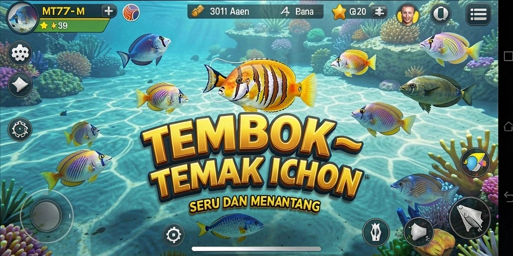 Gameplay seru MT777 dengan menembak ikan berwarna-warni.