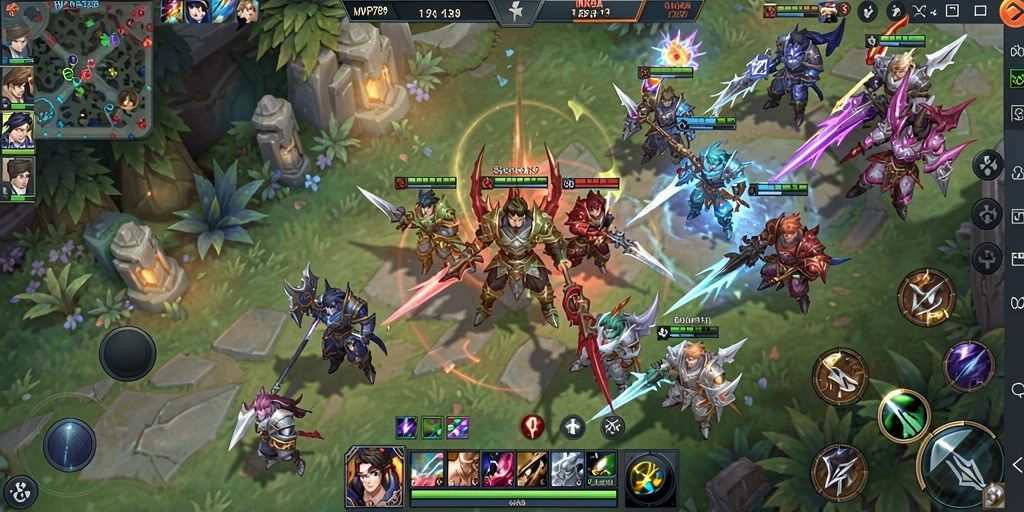 Tampilan permainan MOBA yang intens dan strategis di MVP789.