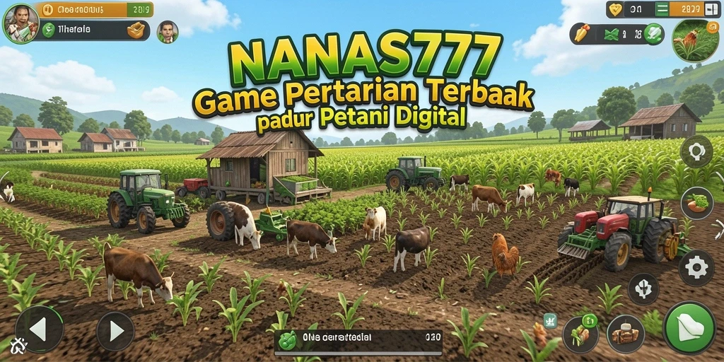 Tampilan gameplay NANAS777 dengan lahan pertanian yang rimbun dan berwarna-warni.