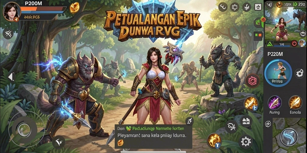 Tampilan dinamis gameplay RPG P200M yang menantang.