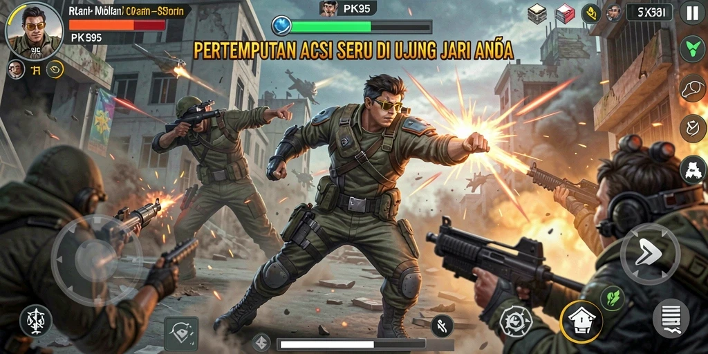 Tampilan permainan PK95 yang penuh aksi dan ketegangan.