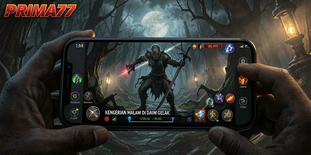 Tampilan menakutkan dalam gameplay PRIMA77 yang memacu ketegangan.