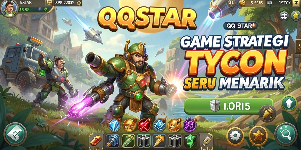 Screenshot gameplay QQSTAR menampilkan pengelolaan bisnis yang dinamis.