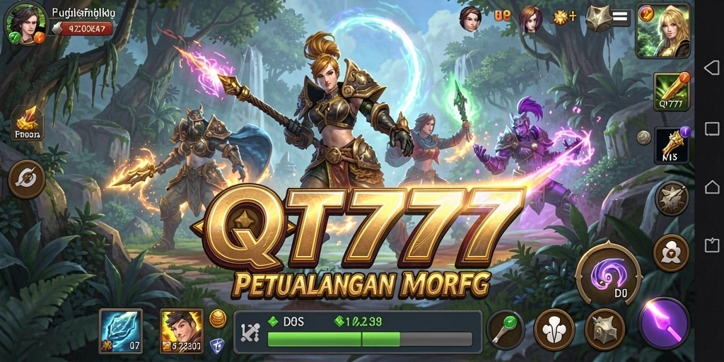 Tampilan gameplay <strong>QT777</strong> menampilkan pertarungan epik dalam dunia MMORPG.