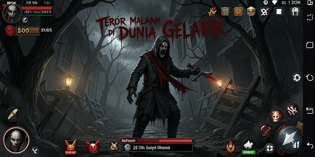 Tampilan gameplay RPOK menampilkan karakter yang terjebak dalam kegelapan menyeramkan.