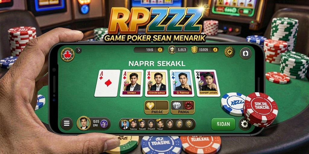 Tampilan gameplay seru RPZZZ dengan pemain bersaing di meja poker.