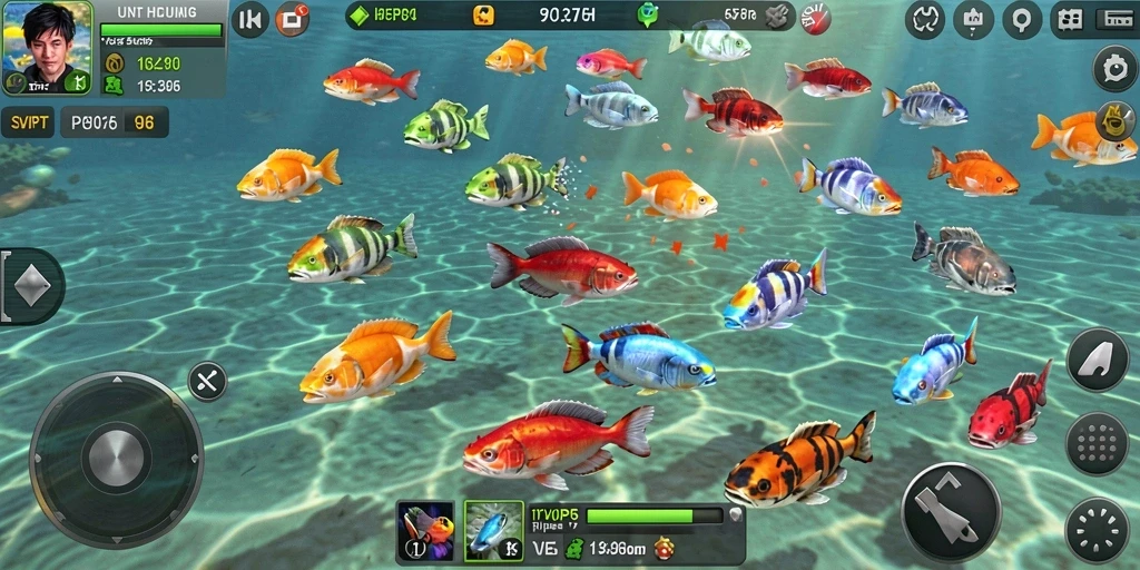 Screenshot utama SVIP5 menampilkan penggunanya sedang asyik menangkap ikan.