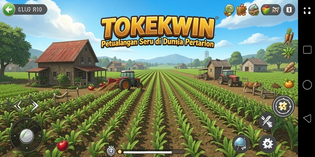 Screenshot gameplay TOKEKWIN yang menampilkan aktivitas bertani.