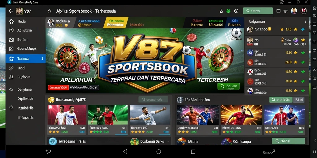 Tampilan screenshot utama V87 menampilkan taruhan olahraga secara langsung.
