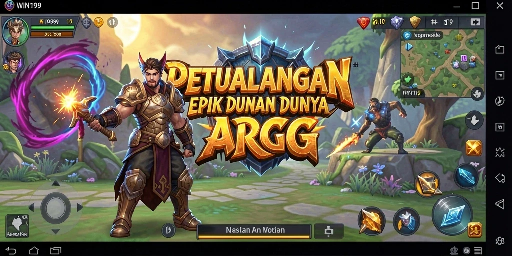 Tangkapan layar gameplay <strong>WIN199</strong> menampilkan pertarungan seru di dunia fantasi.