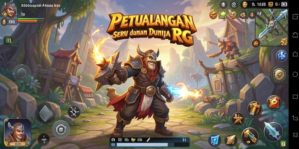 Screenshot gameplay X88 yang menampilkan pertarungan epik dan eksplorasi dunia.